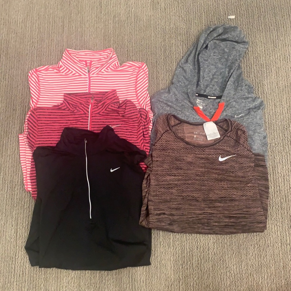 5 Nike dri-fit long sleeve athletic shirts